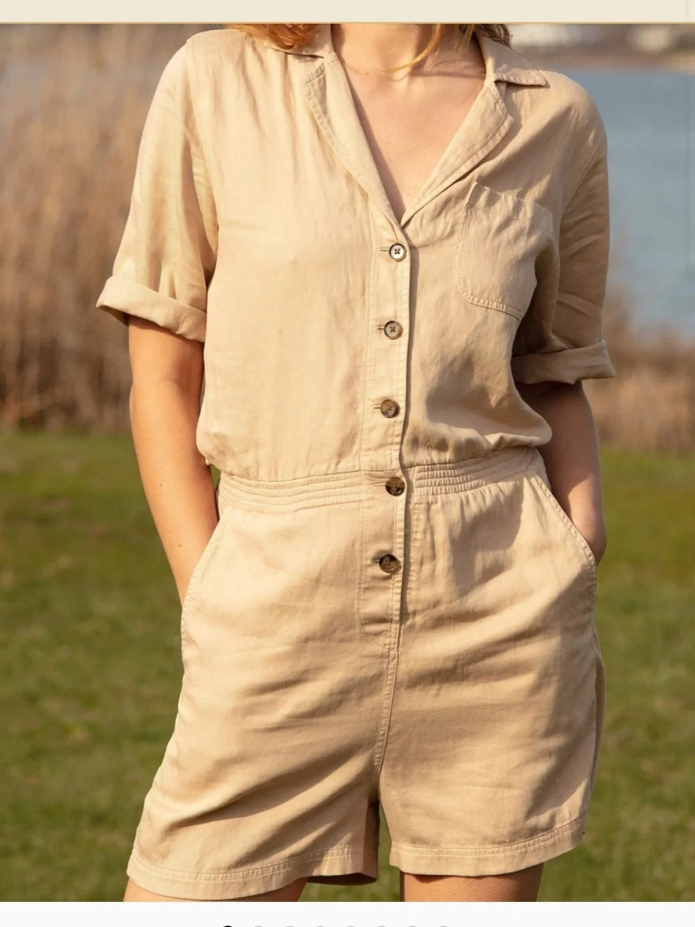Faherty Arlie Day Romper - Summer Sand - M